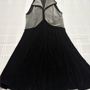 Vintage Black White Stretchy Tadashi Dress Size Med Formal Event Hollywood Glam